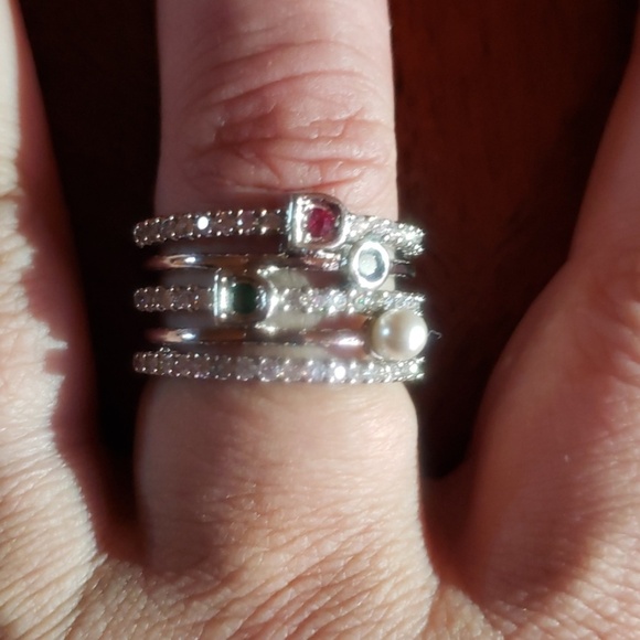 Silver different stone pearl ring - Picture 4 of 6